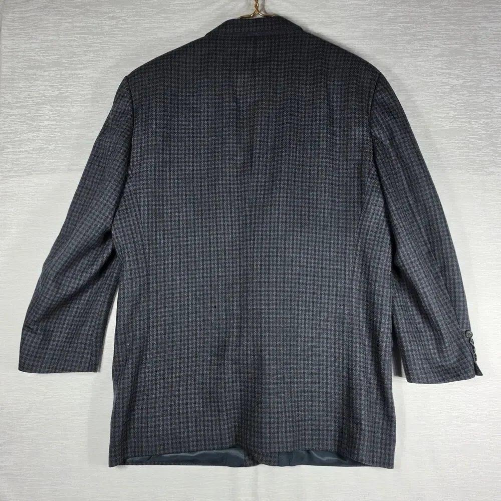 Oscar de la Renta Suit Blazer Mens 46L Blue Check Wool Jacket